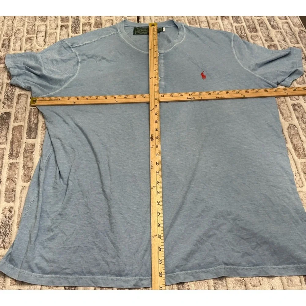 Polo Country Ralph Lauren Slub Jersey Short Sleeve Henley T-Shirt XXL Blue